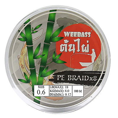 WEEBASS สายเอ็น - รุ่น PE ต้นไผ่ x8 100M , GREEN  (1 SPL) SIZE 0.6