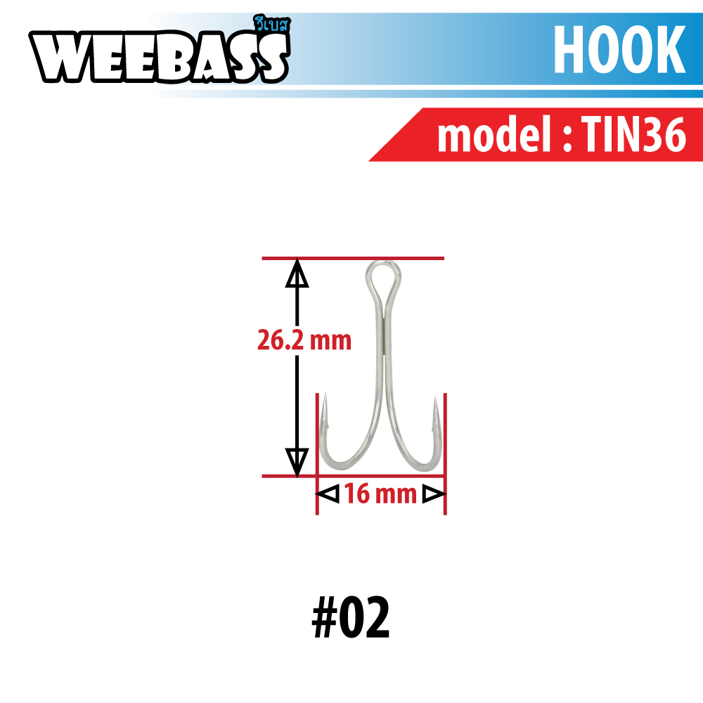 WEEBASS ตาเบ็ด - รุ่น BX DOUBLE HOOK TIN36 , 02 (100PCS)