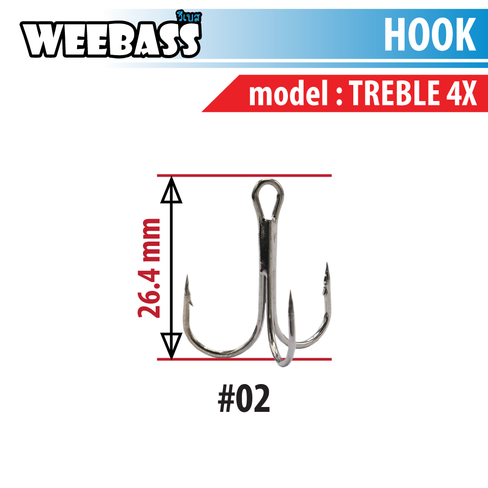 WEEBASS ตาเบ็ด - รุ่น BX TREBLE HOOK 4X (BN) , 02 (100PCS)