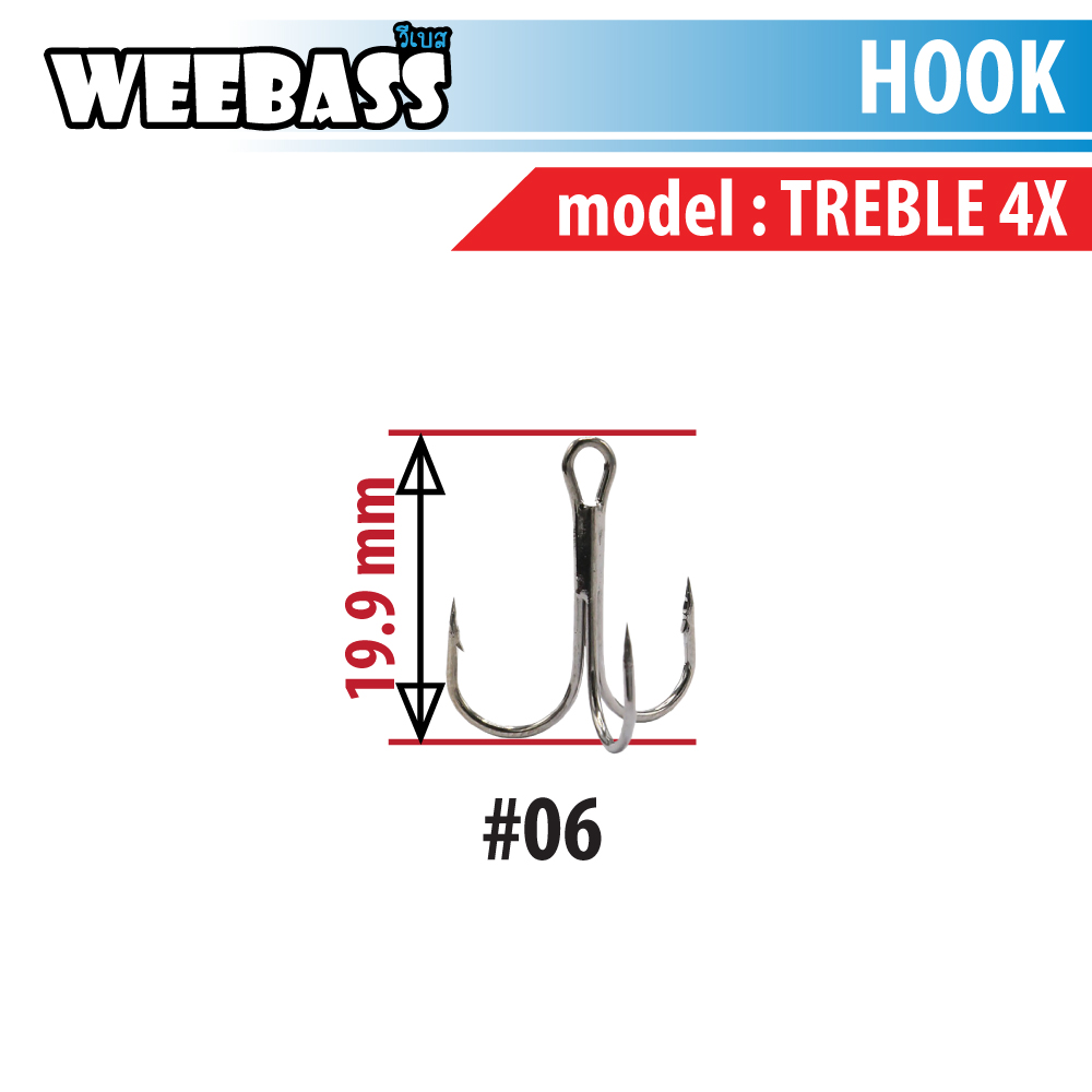 WEEBASS ตาเบ็ด - รุ่น BX TREBLE HOOK 4X (BN) , 06 (100PCS)