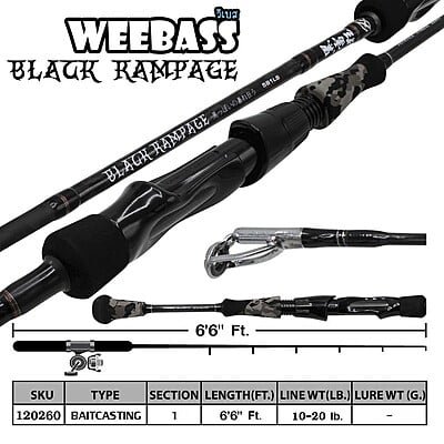 WEEBASS คัน - รุ่น BLACK RAMPAGE 661MB ( 10-20 lbs )