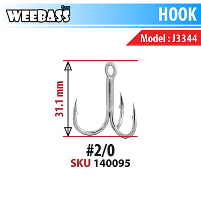 WEEBASS ตาเบ็ด - แบบซอง J3344 , 2/0 ( 4 PCS )