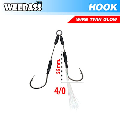 HARBOR ตาเบ็ด - รุ่น WIRE TWIN ASSIST HOOKS , GLOW FLASHY , 4/0 (2pcs)