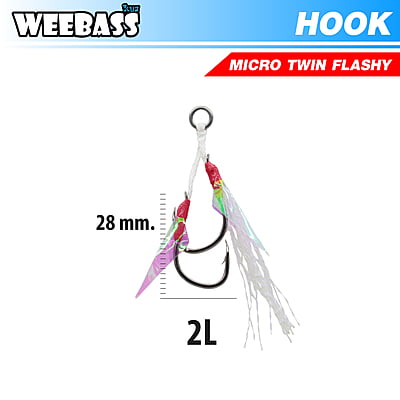 HARBOR ตาเบ็ด - รุ่น MICRO TWIN ASSIST HOOKS , FLASHY , 2L (2pcs)