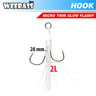 HARBOR ตาเบ็ด - รุ่น MICRO TWIN ASSIST HOOKS , GLOW FLASHY , 2L (2pcs)