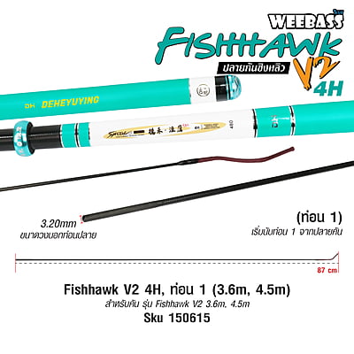 DEHA ปลายคันชิงหลิว - รุ่น Fishhawk V2 4H , ท่อน1 (3.6M , 4.5M)
