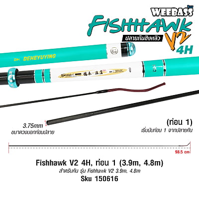 DEHA ปลายคันชิงหลิว - รุ่น Fishhawk V2 4H , ท่อน1 (3.9M , 4.8M)