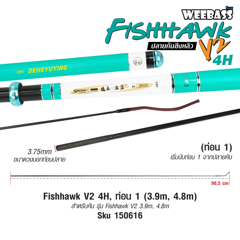 DEHA ปลายคันชิงหลิว - รุ่น Fishhawk V2 4H , ท่อน1 (3.9M , 4.8M)