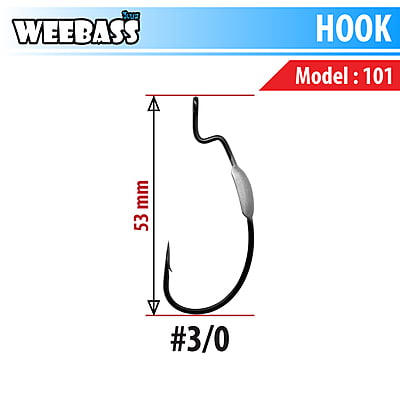 WEEBASS ตาเบ็ดหนอนยาง - รุ่น Worm Hook 101, 3/0-2.00g ( 5PCS)