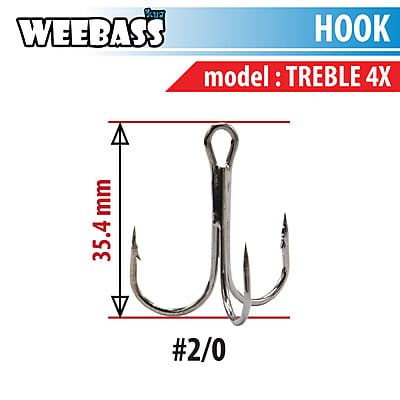 WEEBASS ตาเบ็ด - รุ่น BX TREBLE HOOK 4X (BN) , 2/0 (30PCS)