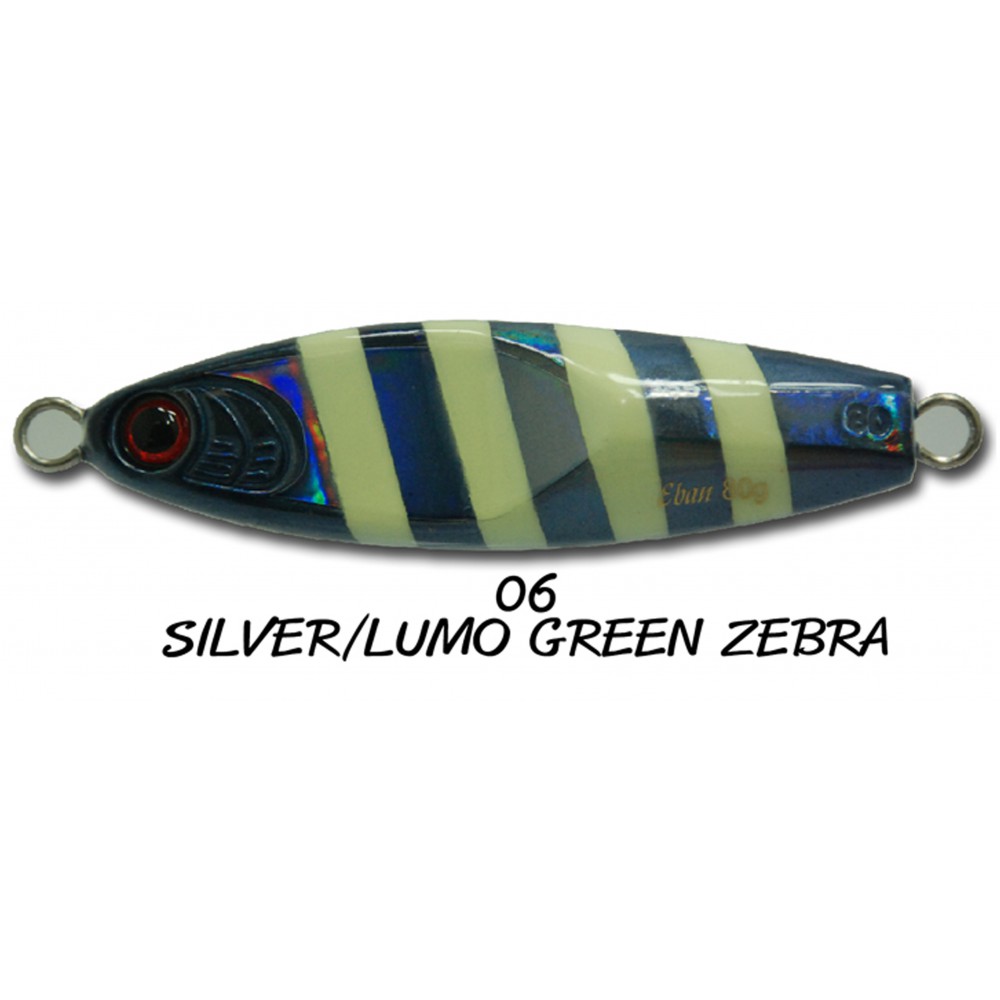 ASARI เหยื่อจิ๊กกิ้ง - รุ่น EBAN 20G ( 06 SILVER/LUMO GREEN ZEBRA )