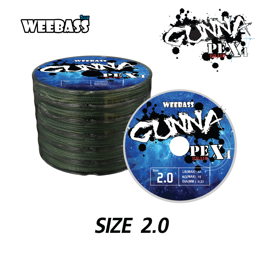 WEEBASS สายเอ็น - รุ่น GUNNA PE x4 100M ,GREEN (1X6SPL) SIZE 2.0