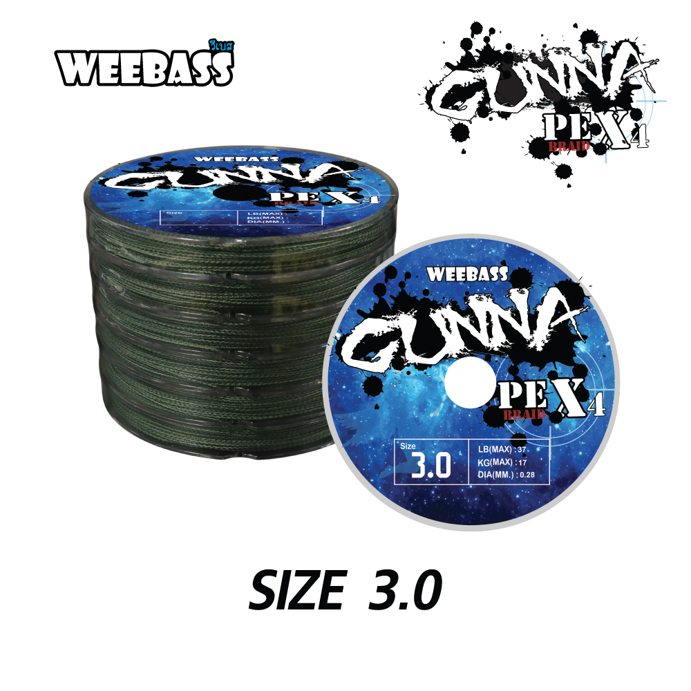 WEEBASS สายเอ็น - รุ่น GUNNA PE x4 100M ,GREEN (1X6SPL) SIZE 3.0