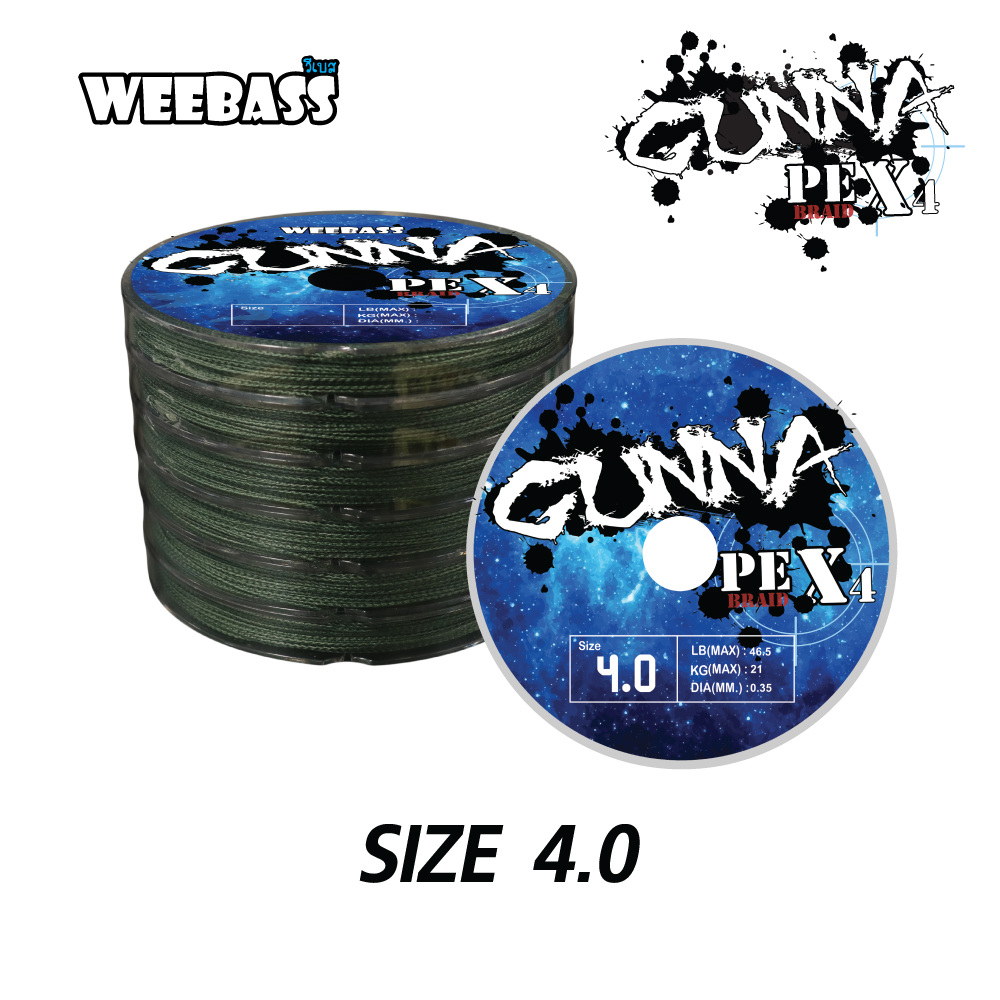 WEEBASS สายเอ็น - รุ่น GUNNA PE x4 100M ,GREEN (1X6SPL) SIZE 4.0