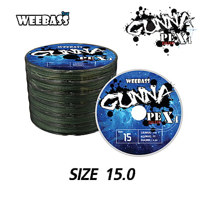 WEEBASS สายเอ็น - รุ่น GUNNA PE x4 100M ,GREEN (1X6SPL) SIZE 15