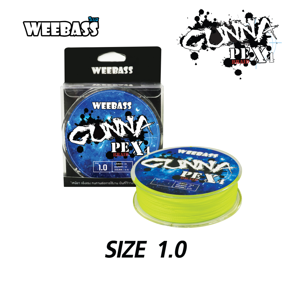 WEEBASS สายเอ็น - รุ่น GUNNA PE x4 100M ,YELLOW (1SPL) SIZE 1.0