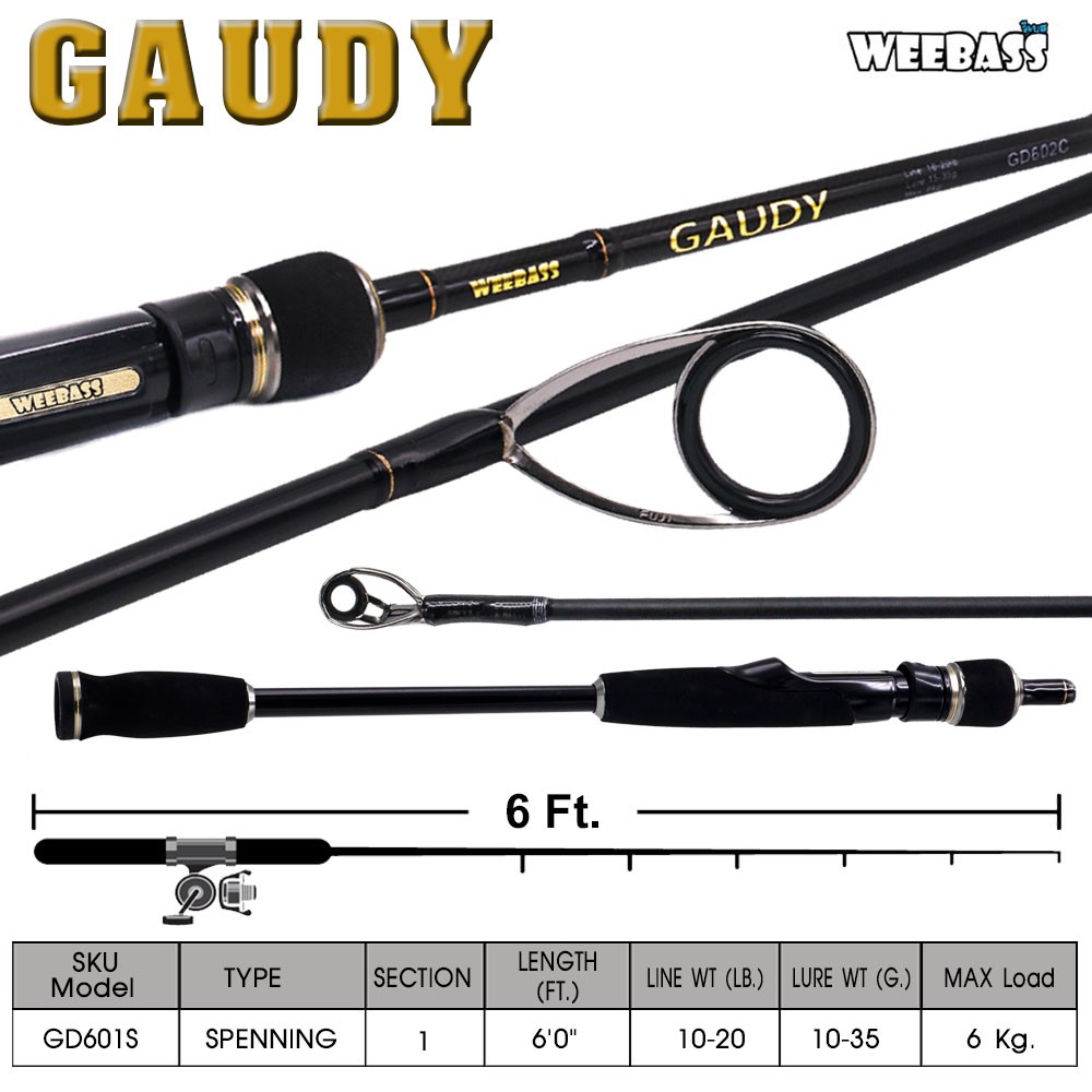 WEEBASS คัน -  รุ่น GAUDY SPIN GD601S  (10-20lb) ( คันนี้มีใบรับประกัน )