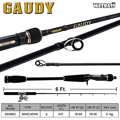 WEEBASS คัน -  รุ่น GAUDY CAST GD602C (10-20lb) ( คันนี้มีใบรับประกัน )